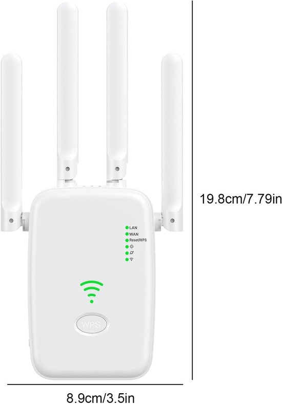 Cetfuro WiFi Repeater – 300 Mbps, Bereikvergroter Zonder Antenne – EU-stekker, Voor AP-, Repeater- En Bridge-modus
