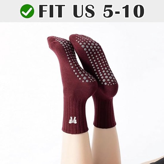 Pilates yoga grip sokken voor dames, sokken met strikjes en ruches, ideaal voor fitness, ballet, barre en dans. van Merkloos — afbeelding 2