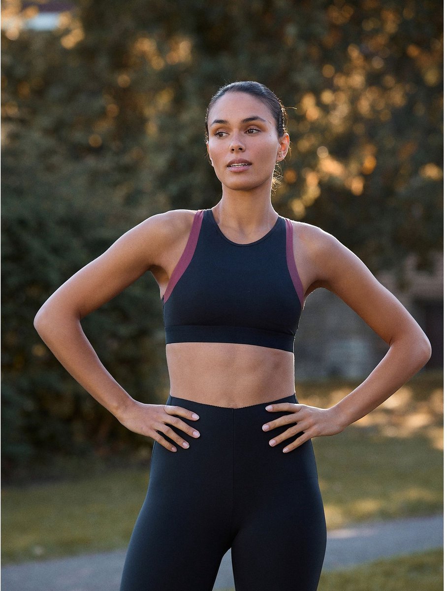 Next Dames - Sportbeha met hoge hals, kleurblokken en hoge ondersteuning - Zwart Black/Tan