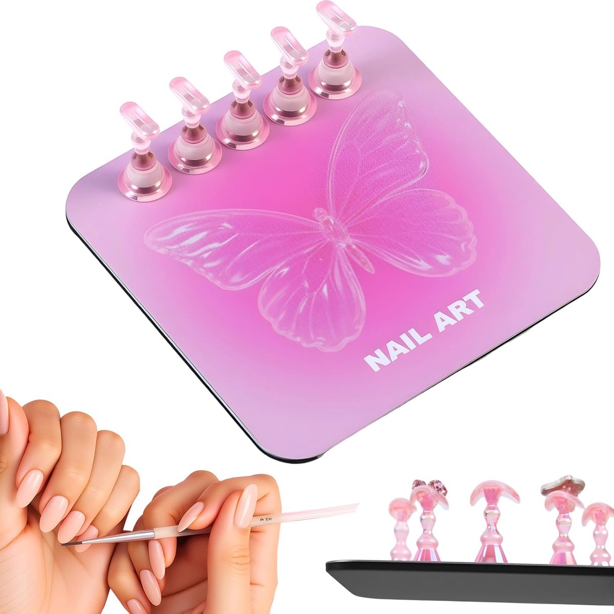 Nagelstandaard - Oefenhouder - Nagelkunst Presentatie - Magnetische Basis - 10x10x3 cm