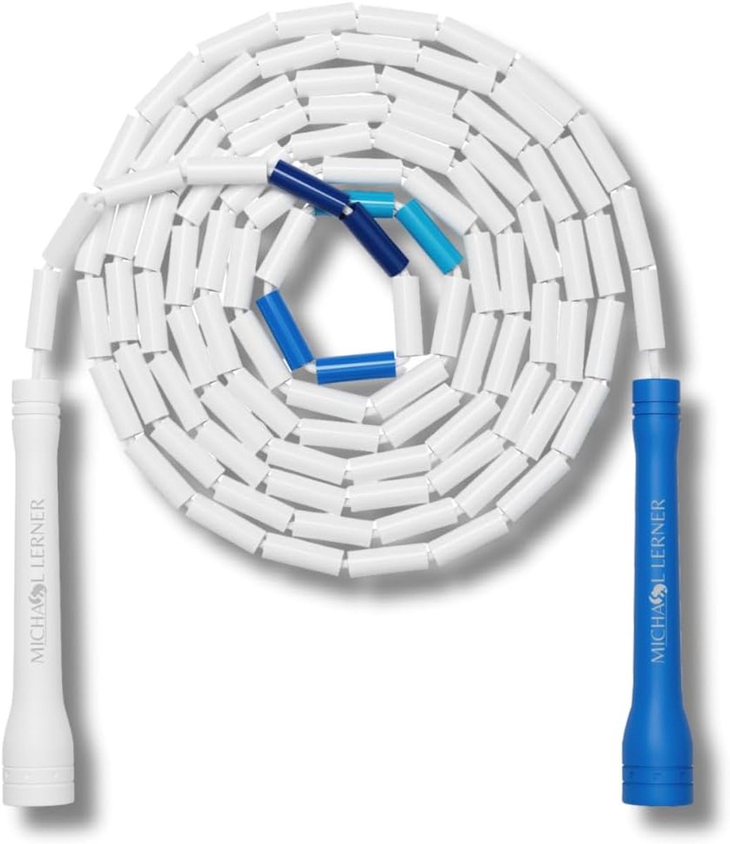 Professioneel Springtouw - Kralen Touw - Cardio & Trucs - Verstelbare Lengte - 3 Meter - Blauw Wit