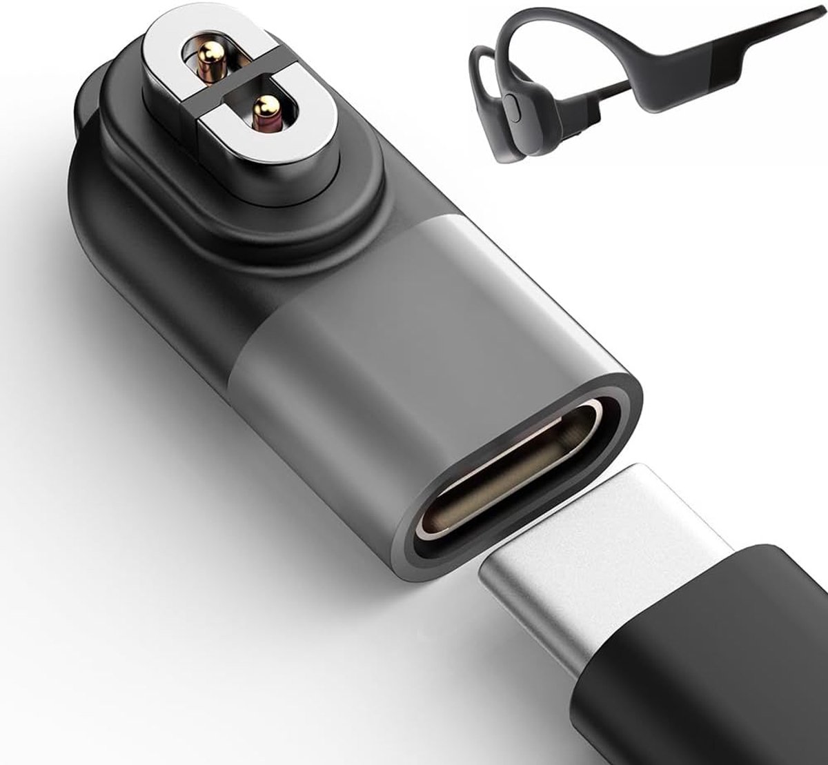 Magnetische Adapter - USB-C Converter - Opladen Hoofdtelefoon - 90 Graden Hoek - 26x12mm - Zwart