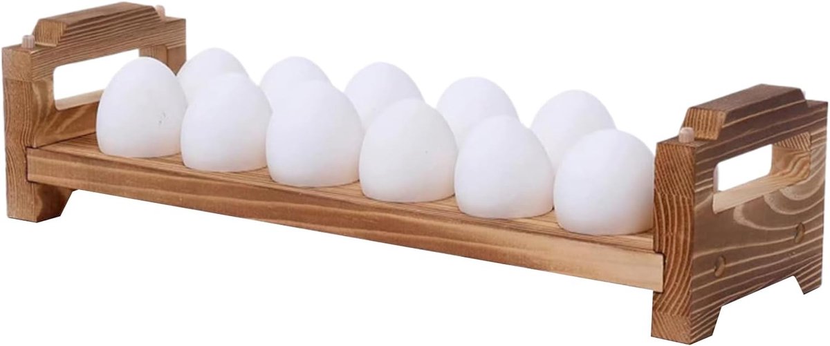 Houten Eierhouder - Eier Display - Keuken Decoratie - Stapelbaar Ontwerp - 36.6 x 11 x 9 cm