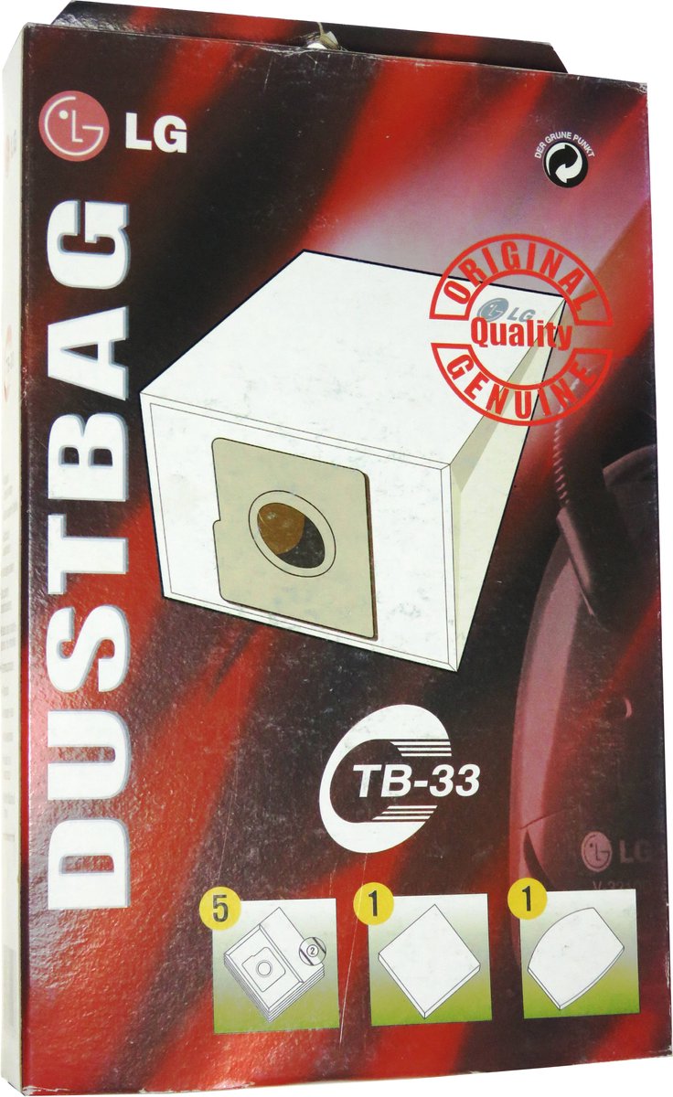 LG Stofzuigerzakken TB-33 - TURBO 2700 - 2900 - V3300 - V3310 - V3314 - 5 stuks