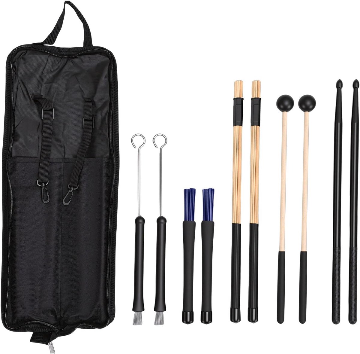 Drumstokken Set - Percussie Accessoires - Muziek Maken - Complete Set - 45cm Pakket - Zwart