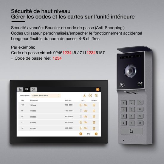 Bedrade Videofoon - 2-Draads Intercom - Veilige Toegang - 7 Inch Touchscreen - 23 x 7 x 16 cm — afbeelding 4
