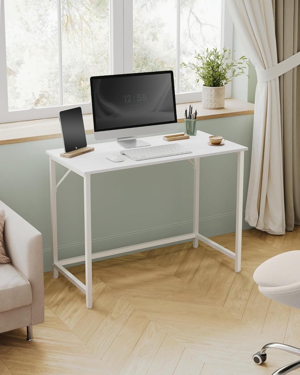 Bobbel Home Parya Home Compact Bureau – Modern computerbureau met metalen frame, 50 x 100 x 76 cm, ahorn-wit
