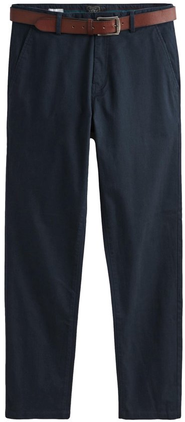 Next - Heren - Straight fit - Zachte chino met riem - Blauw