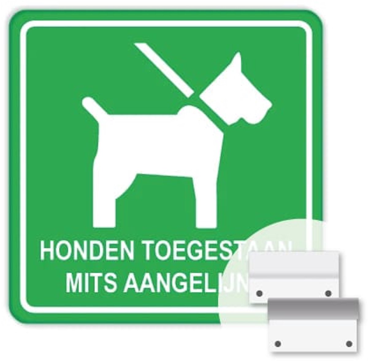 Bord honden aangelijnd 40x40 cm - Bevestiging: Met muur-/ wandmontage beugels