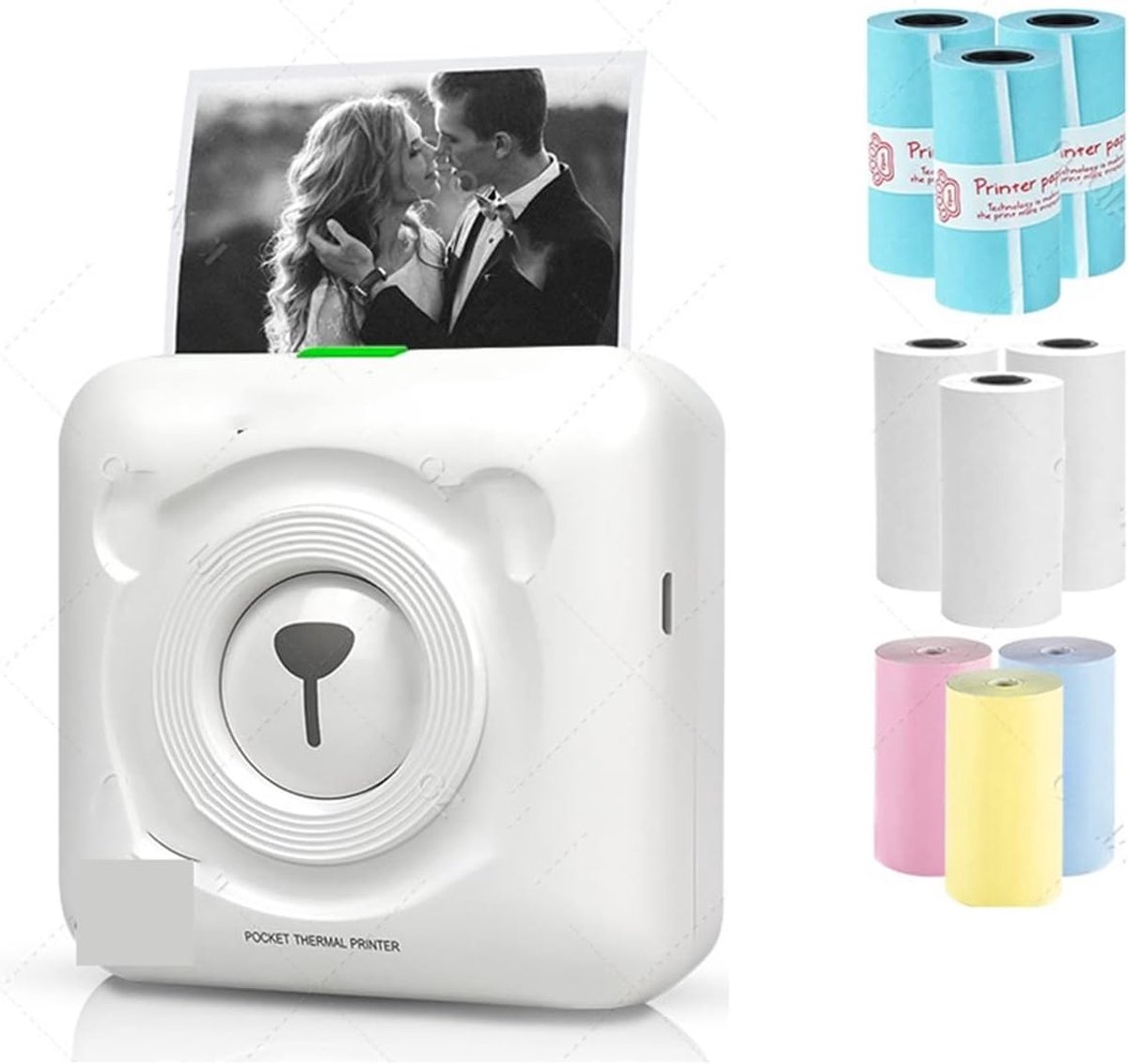 Mini Label Printer - Pocket Printer - Direct Printen - Draadloze Bluetooth Verbinding - 58mm Papierformaat - Wit