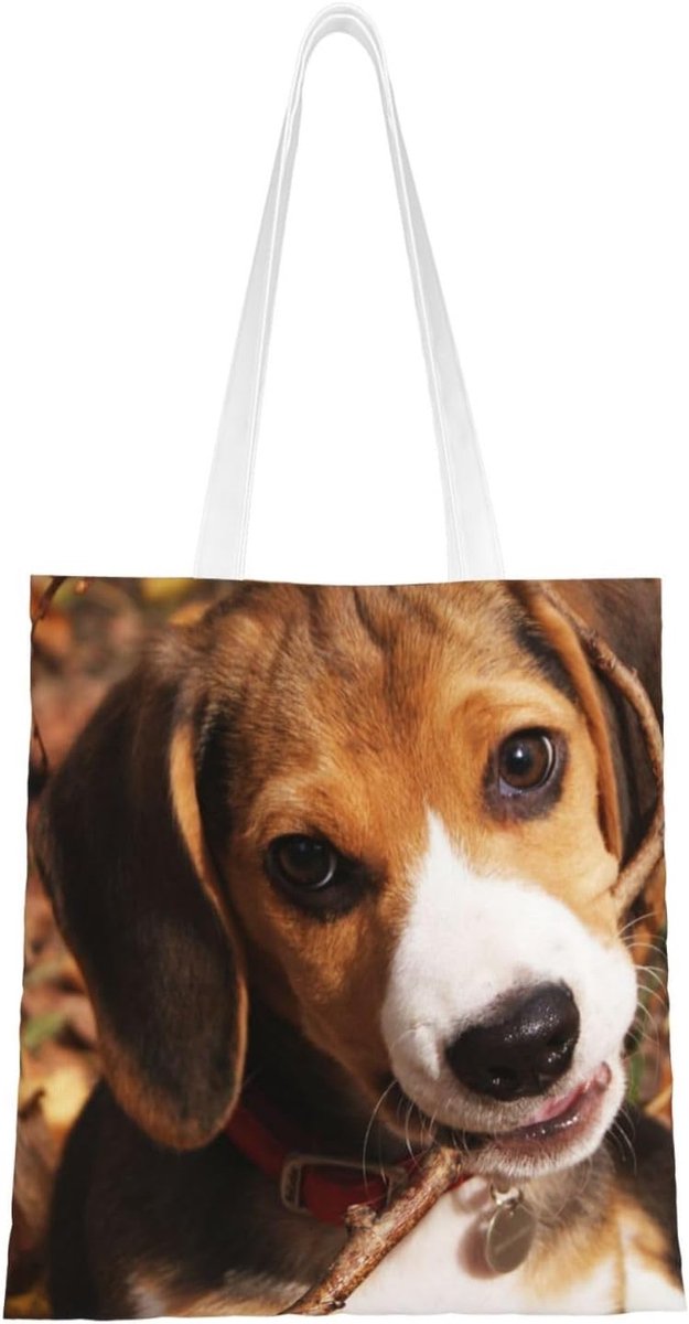 Leuke Boodschappentas - Tote Tas - Dagelijkse Boodschappen - Bedrukte Hond - 38 x 38 cm