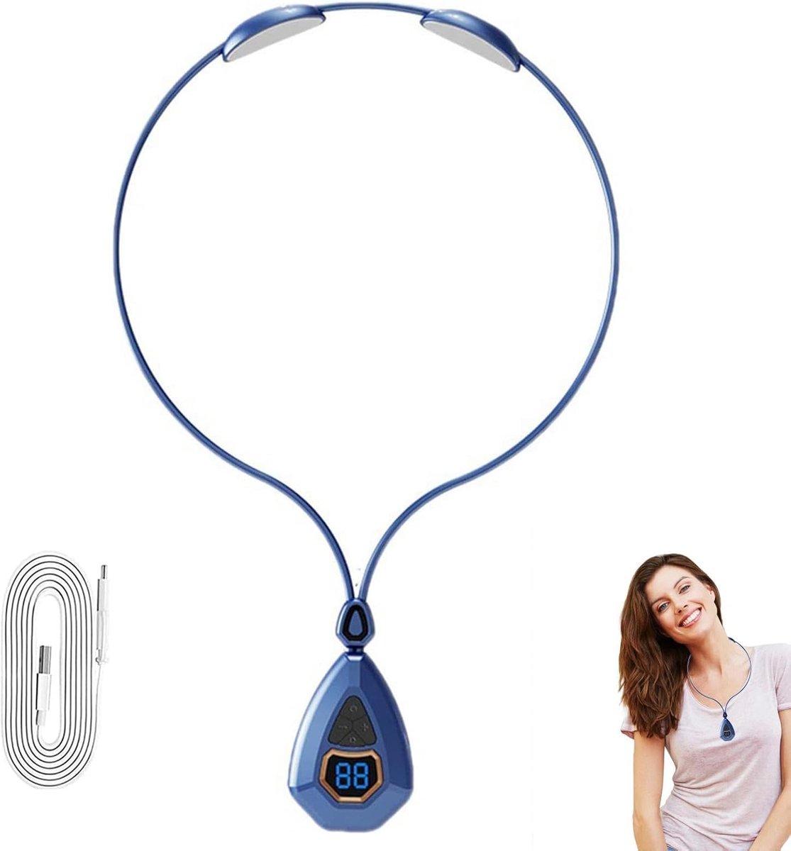 Nekmassage EMS - Lymfeontlasting apparaat - Pijnverlichting ontspanning - Elektrische puls warmte - 24 x 24 x 5 cm
