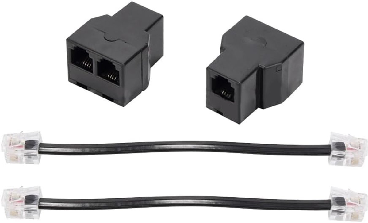 Telefoonkabel Splitter - RJ11 Adapter - Meerdere Apparaten - Gemakkelijk te Installeren - 15cm Kabel - Zwart