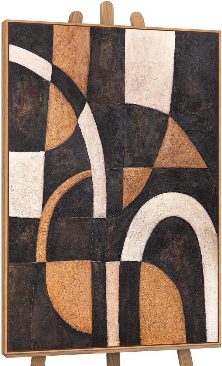 YS Canvas schilderij handgeschilderd harmony of curves abstract – YS-Art Gallery – Luxe wanddecoratie voor woonkamer – Modern schilderij voor slaapkamer en hal Wood