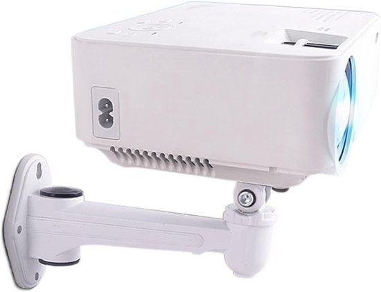 Verstelbare projector muurbeugel wit 185mm aluminium arm, universele projectorhouder voor thuisbioscoop en kantoor