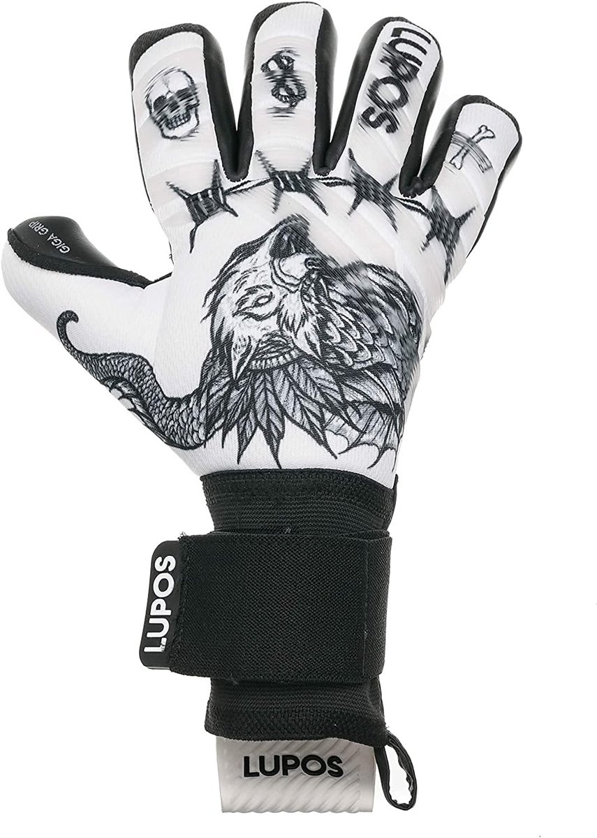 Keeperhandschoenen - Voetbalhandschoenen - Wedstrijd en training - 4+3 mm Giga Grip - Maat 7 - Zwart wit