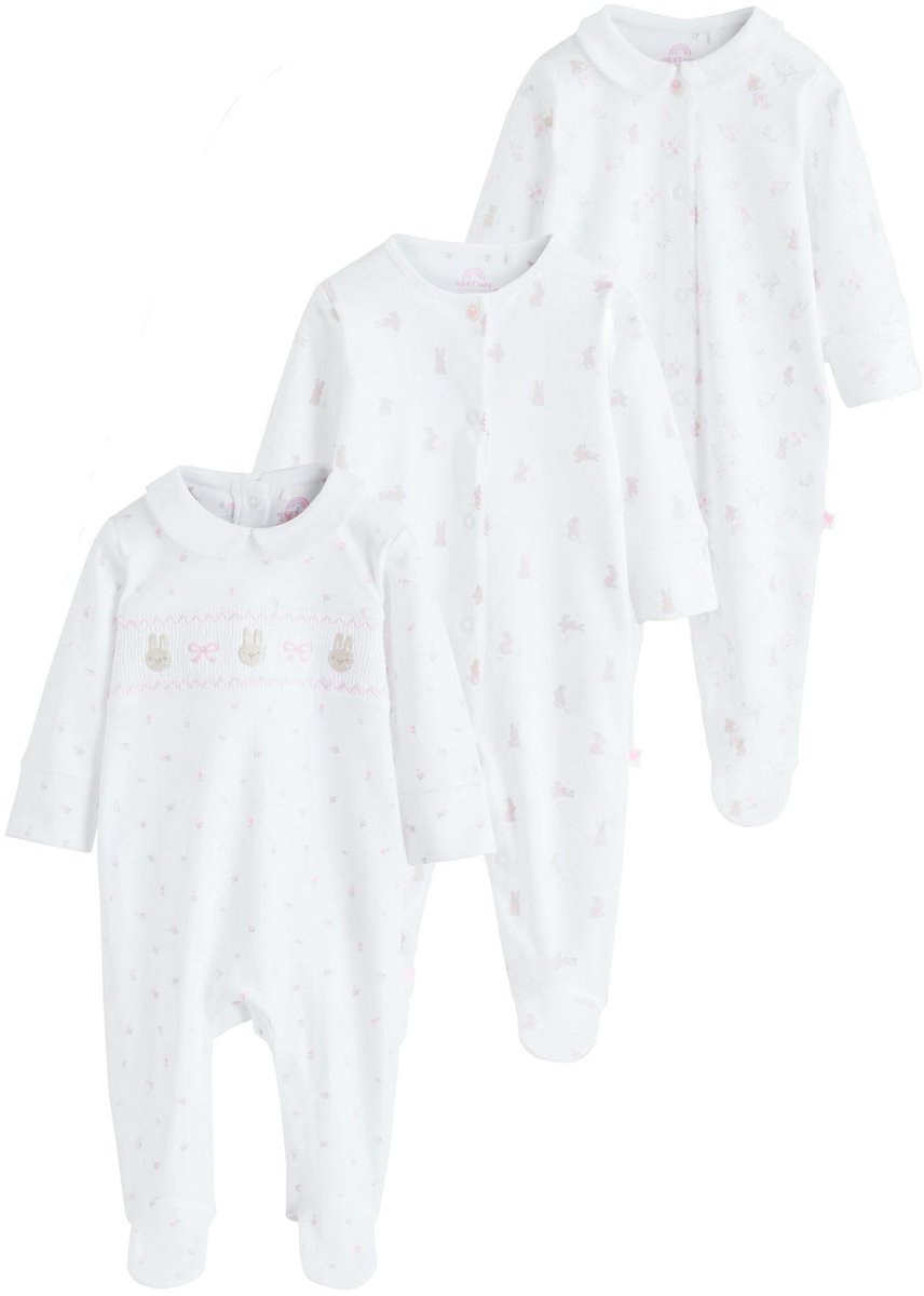 Next - Meisjes - Set van 3 babypyjama's - Wit