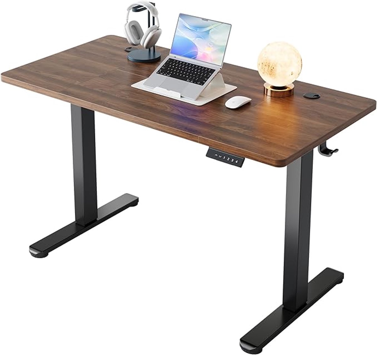 Thuys Elektrisch Zit-Sta Bureau 120x60cm Zwart Walnoot – 4 Geheugenposities – 72-118cm – Staal Zwart walnoothout