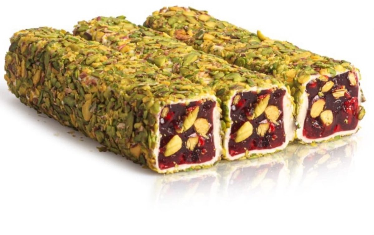 Hacı Baba Sultan Narlı Halep Lokum met Antep Pistache 250g – Handgemaakte Aleppo Turkse Delight Premium