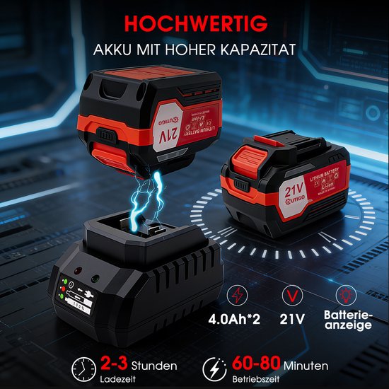 Accu-kettingzagen, 12 inch elektrische kettingzaag, 2 * 4000 accu’s, 1 rechte ketting + 1 reserveketting, kettingzaag 1000 W van Merkloos	 — afbeelding 2