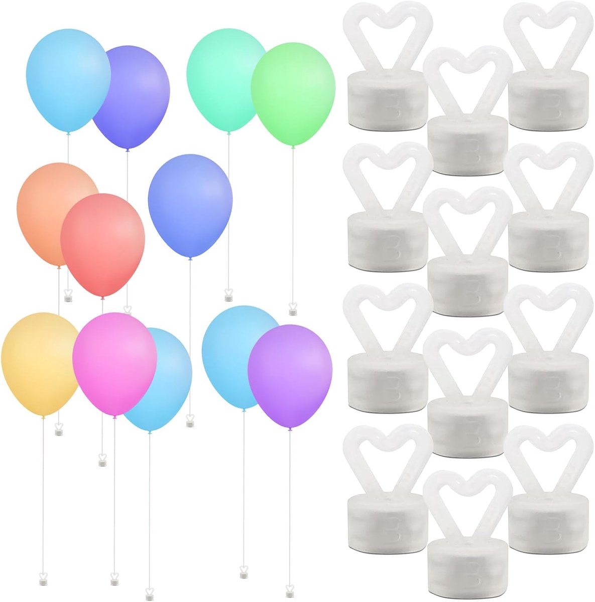 Ballongewichten Set - Kunststof Gewichten - Feestdecoratie - Hartvorm Ontwerp - 10 x 15 cm - Wit