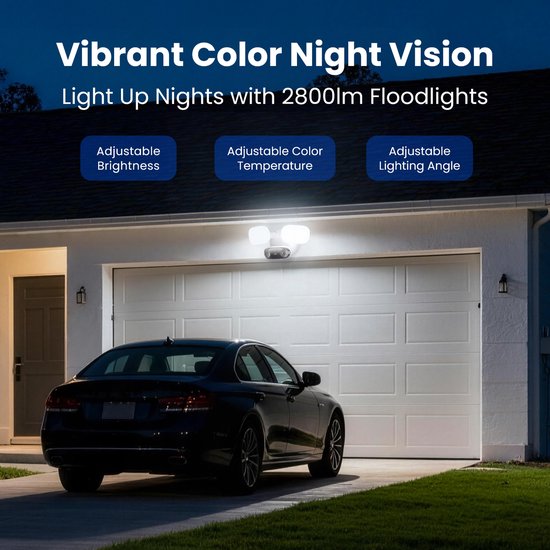 Reolink Elite Pro Floodlight PoE, 16MP Dual-Lens PoE Beveiligingscamera met 180° Beeld, Verstelbare Schijnwerpers Van 2800 Lumen, Lokale AI-videozoekopdracht, Volledig Kleuren & Infrarood Nachtzicht, Slimme Detectie, 24/7 Opname met Bewegingstracking van Merkloos — afbeelding 4