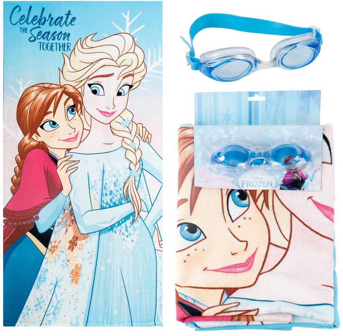 Frozen Strandset Kinderen – Strandlaken Handdoek en Zwembril Meisjes – Elsa en Anna – Zome