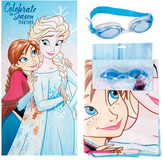 Frozen Strandset Kinderen – Strandlaken Handdoek en Zwembril Meisjes – Elsa en Anna – Zomer
