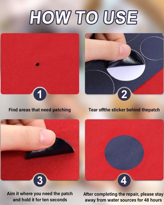 Reparatielabels Kleding - Zelfklevende Patches - Tent Reparatie - Waterdicht Nylon Materiaal - 72 Stuks Verschillende Maten - Blauw van Merkloos — afbeelding 2