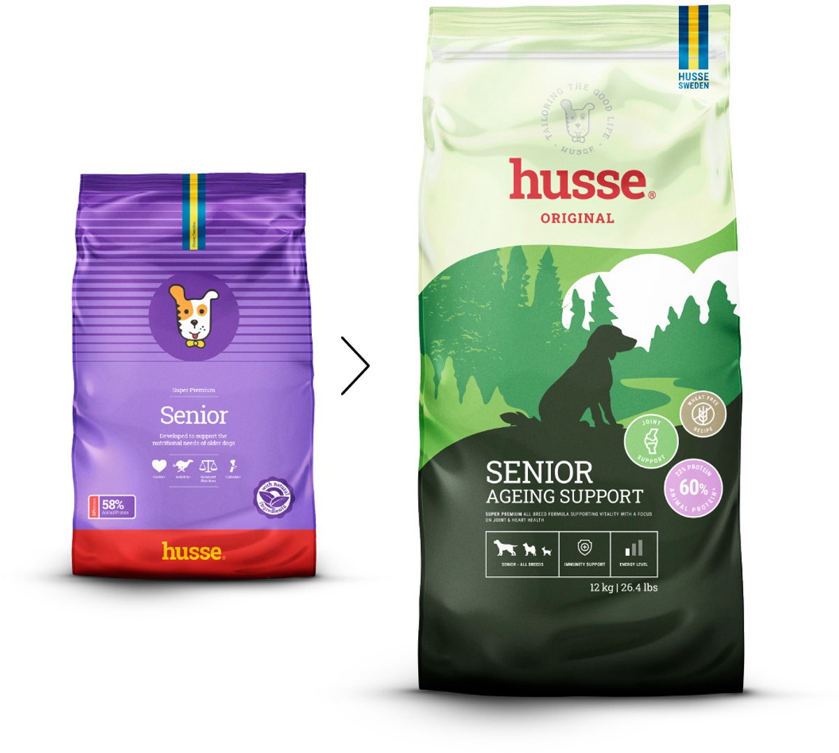 Husse Husse Senior - Hondenvoer Droog, Hondenbrokken, Droogvoer, Hondenvoeding - 100% Natuurlijk - 12 kg