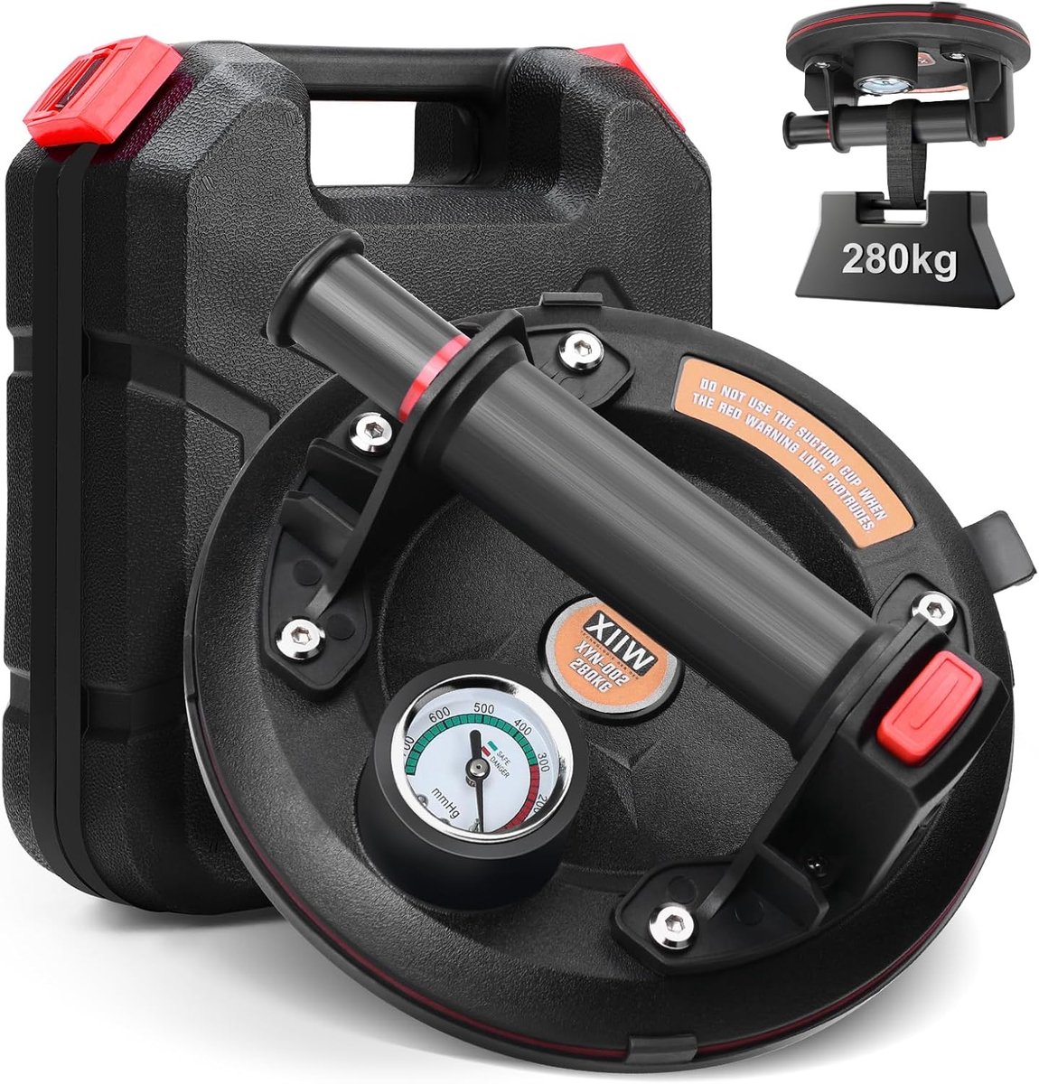 Zuiglifter Glaslift - Vacuümzuignap Tegellift - Materiaal Verplaatsen - Manometer Veiligheidsindicator - 280 kg Capaciteit