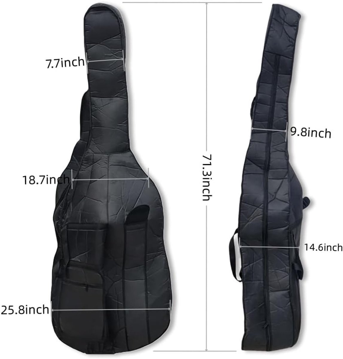 Contrabas Tas - Instrument Bescherming - Muziek Transport - Dikke Vulling Oxford - 3/4 Formaat