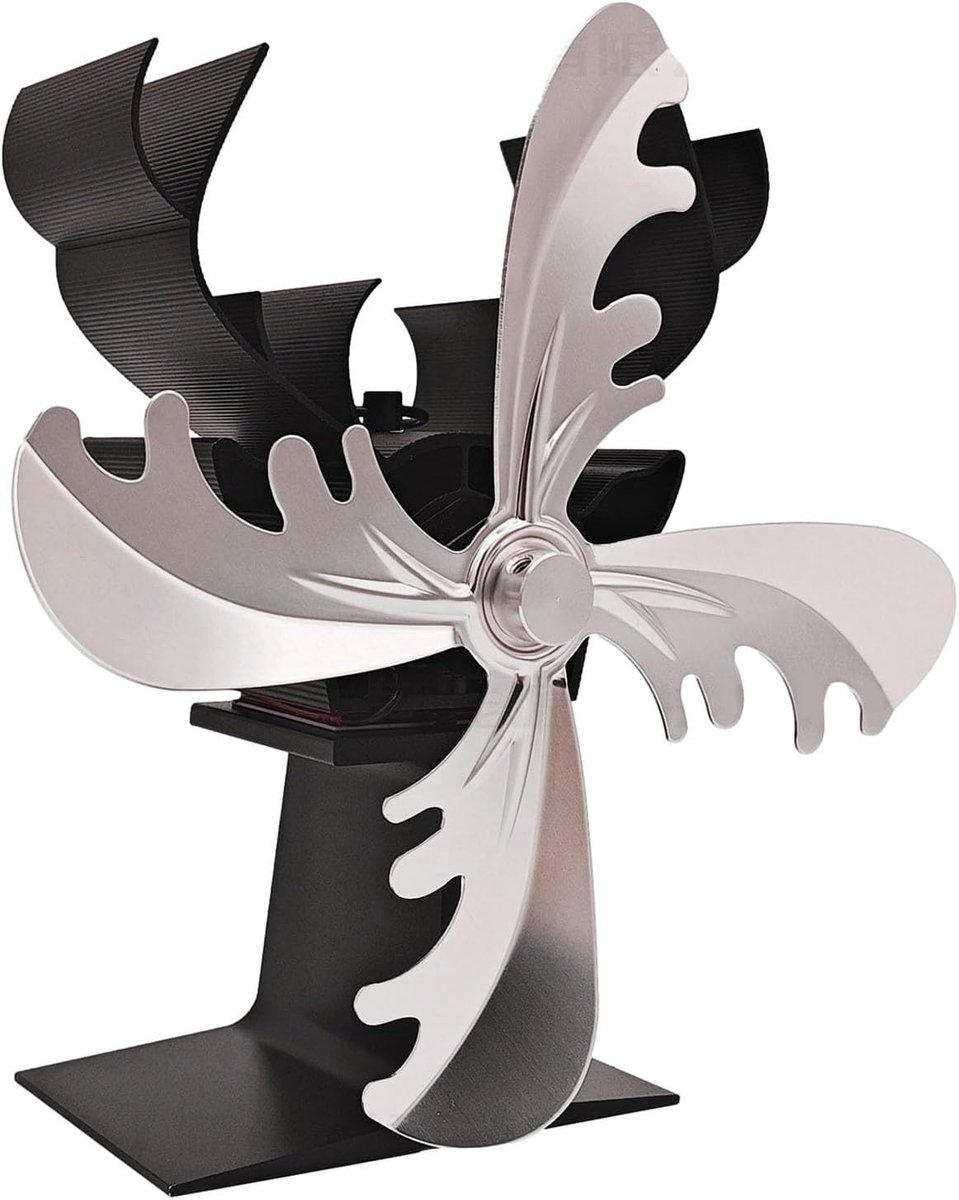 Kachelventilator Warmte - Houtkachel Accessoire - Warmte Verspreiden - Zonder Stroom - 180x90x190 mm - Zilver