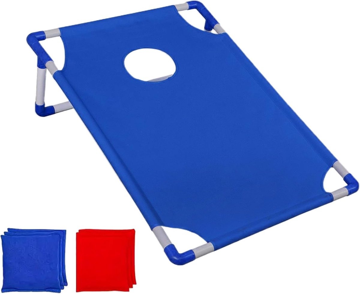 Bonenzakken Gooi Spel - Cornhole Set - Actief Buiten Spelen - Snel Op te Zetten - 58x51x18.3cm - Blauw
