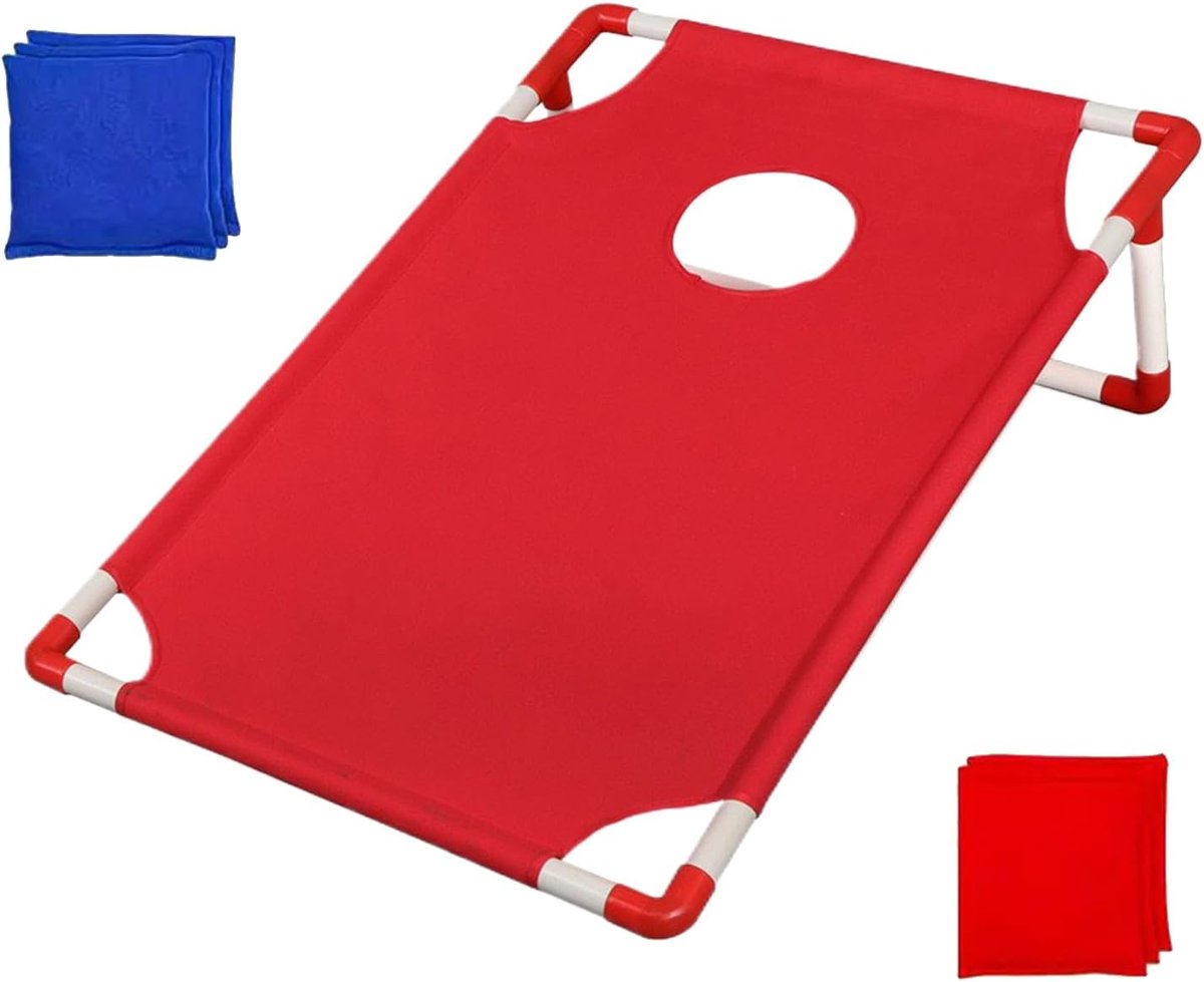 Cornhole Spel Set - Zandzakken Spel - Buiten Spelen - Draagbaar Met Zak - 58x51x18.3cm - Rood