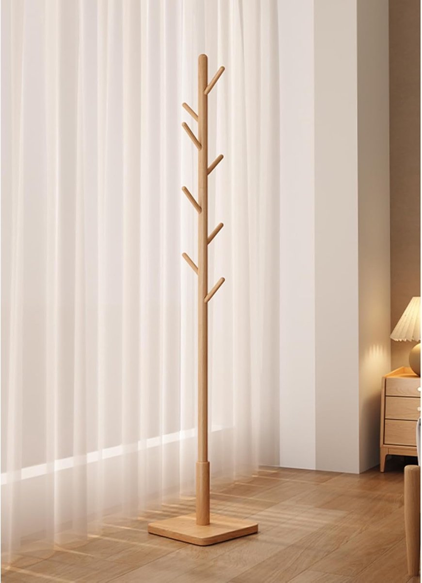 Houten Kapstok Boom - Vrijstaande Kapstok - Hal Entree - Massief Hout 8 Haken - 175 x 30 c