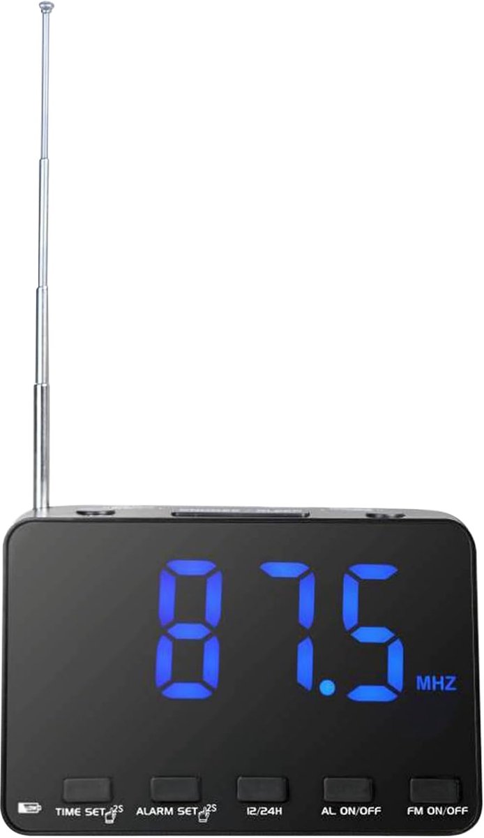 Wekkerradio Met FM - Stereo Radio Speler - Nachtkastje Thuis - Batterij En Stopcontact - 97B Cm Breed - Zwart