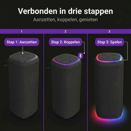 Cheqo® Bluetooth Speaker - Draadloze Speaker - Portable Speaker - Draagbare Speaker - Bluetooth Box - Bluetooth Luidspreker - Draadloze Luidspreker - Speaker met Licht - Speaker met Rgb - Speaker met Verlichting — afbeelding 4