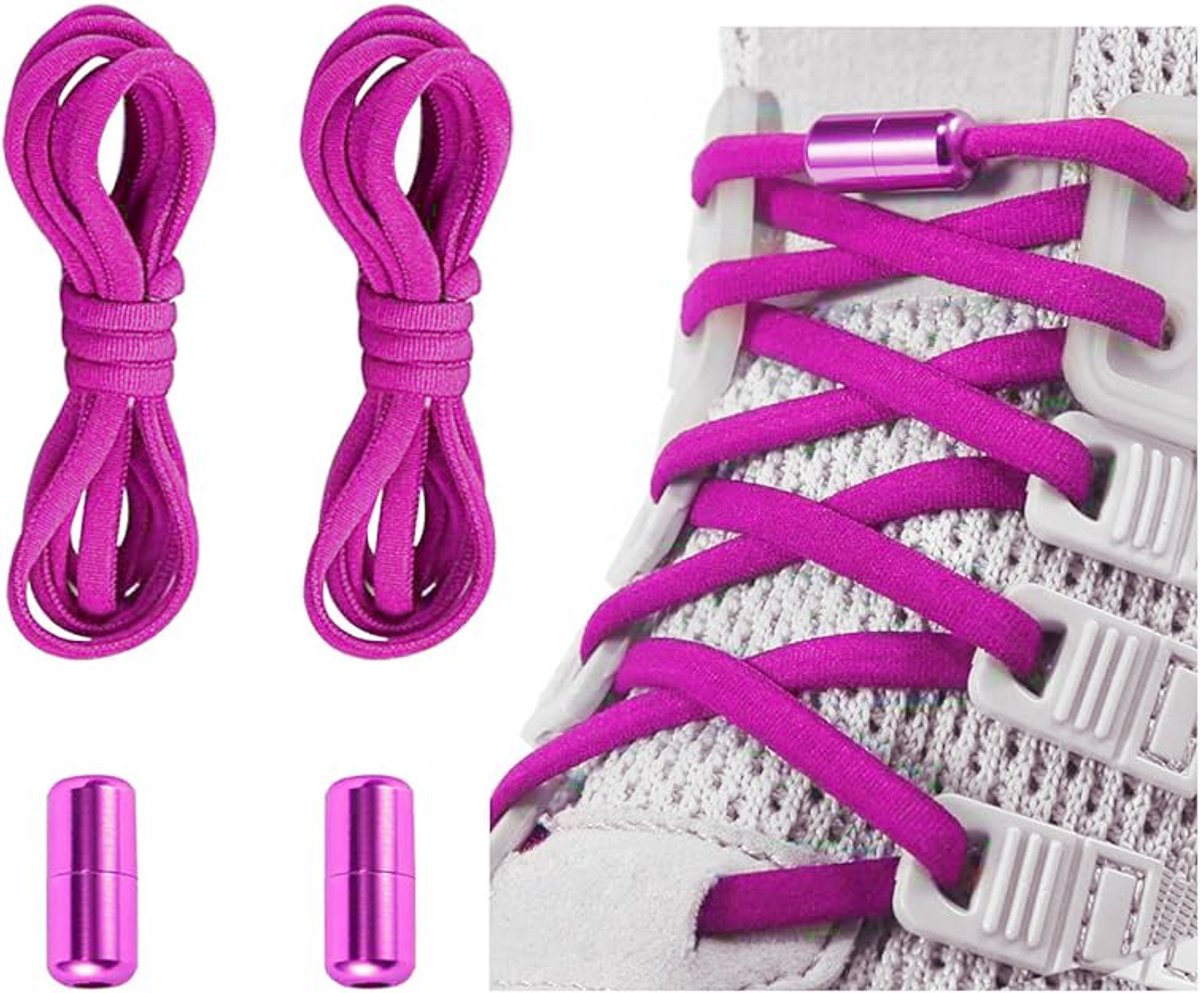 Elastische Schoenveters met Metalen Draaisluiting - Zonder Strikken - Comfortabele Elastische Veters voor Kinderen, Volwassenen & Senioren - Instap Schoenen Systeem