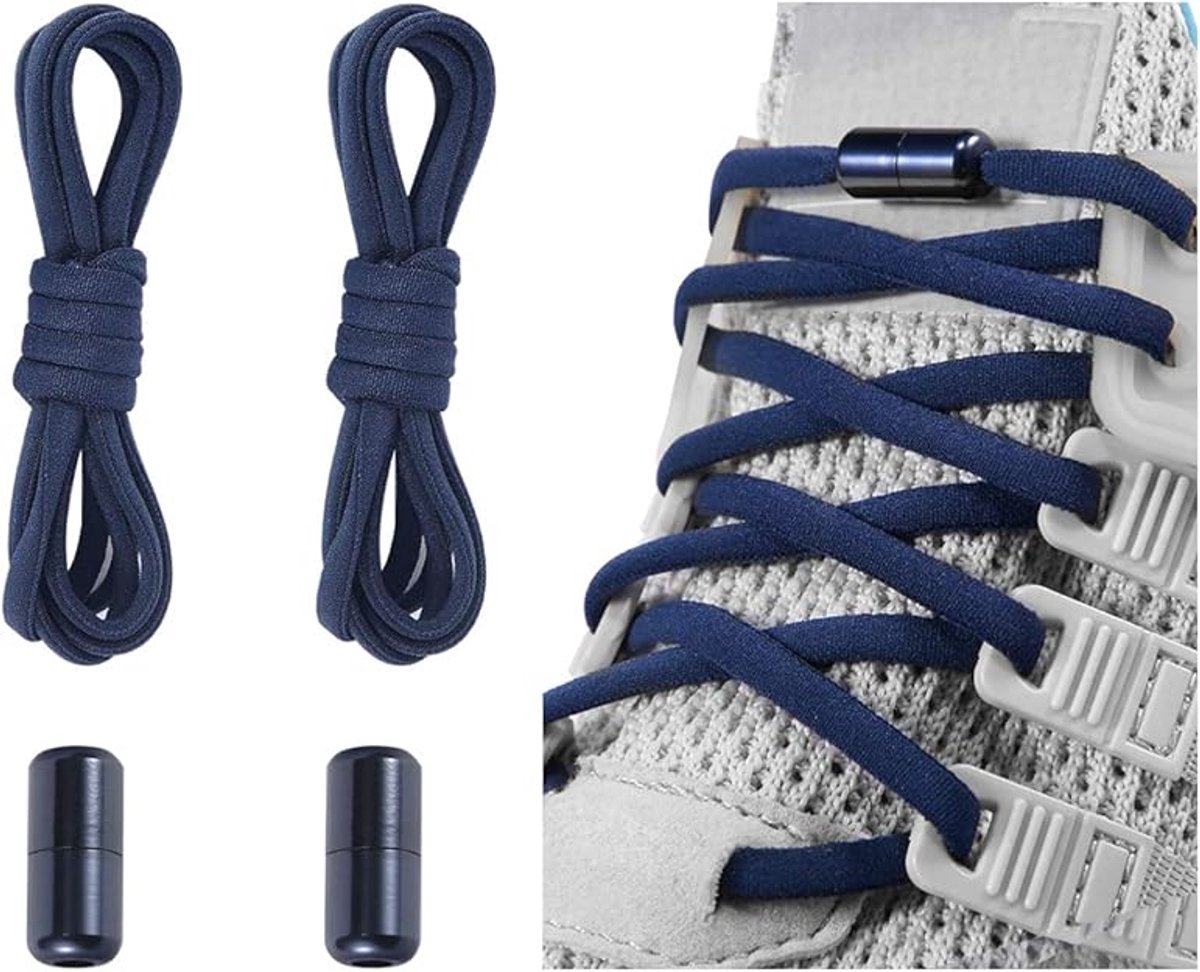 Elastische Schoenveters met Metalen Draaisluiting - Zonder Strikken - Comfortabele Elastische Veters voor Kinderen, Volwassenen & Senioren - Instap Schoenen Systeem