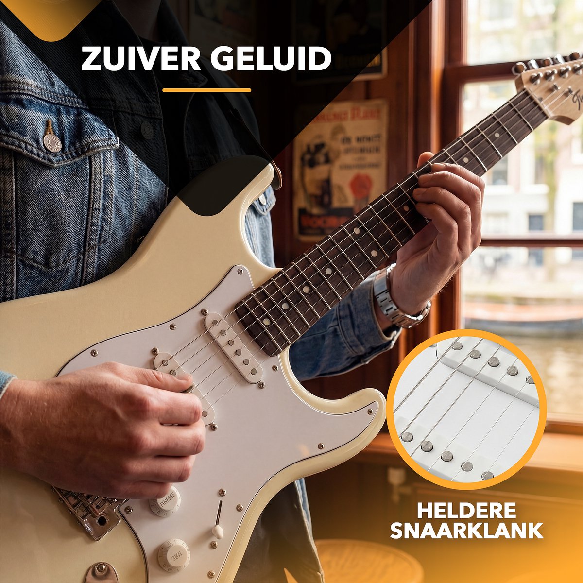 Finesse Elektrische Gitaar met Versterker - met Videocursus - Gitaar - Volwassenen - Kind - Crème thumbnail 5
