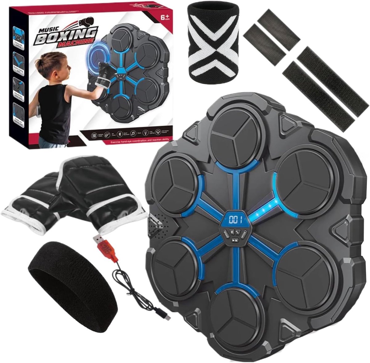 Muziek Boksmachine - Boks Trainer - Thuis Sporten - 3 Trainingsmodi - 34 x 31.5 cm