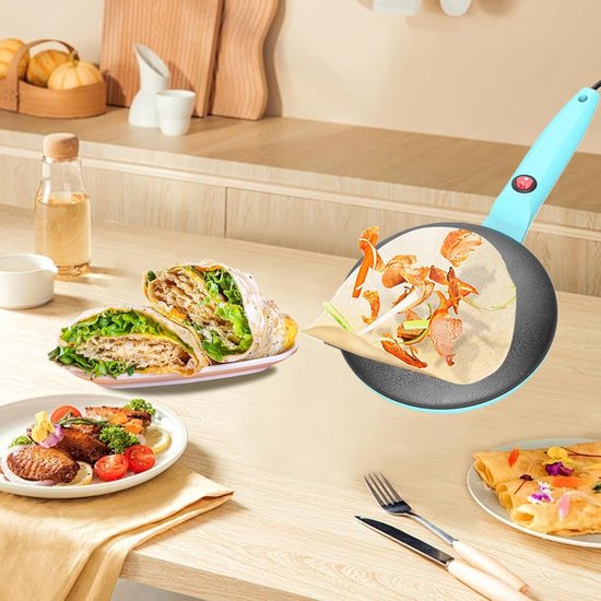 Pannenkoekenpan - Crêpemaker - Snelle Pannenkoeken - Automatische Temperatuur - 22cm Diameter - Blauw — afbeelding 5
