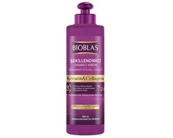Bioblas Keratine & Collageen styling Crème -Herstellende Haarcrème - Anti Frizz - Voor beschadigd en Fijn Haar - 250 ml