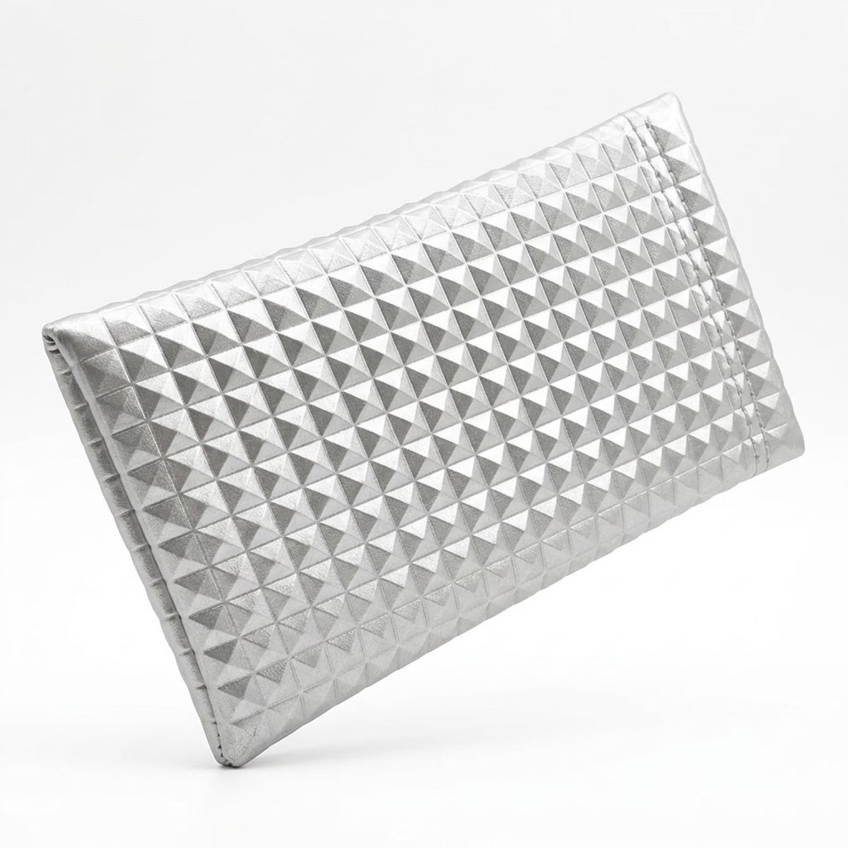 Zilverkleurige pop up brillen koker dames – softcase brillenkoker met automatische sluiting en geometrisch reliëf – draagbare opberg case voor leesbril en zonnebril