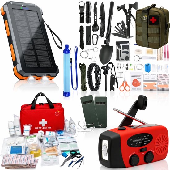 Twenty4seven® Ultieme Noodpakket voor Thuis - Survival Kit & Overlevingspakket - Oorlog, Stroomuitval & Rampen - Inc. Noodradio, Waterfilter, Noodverlichting Etc.