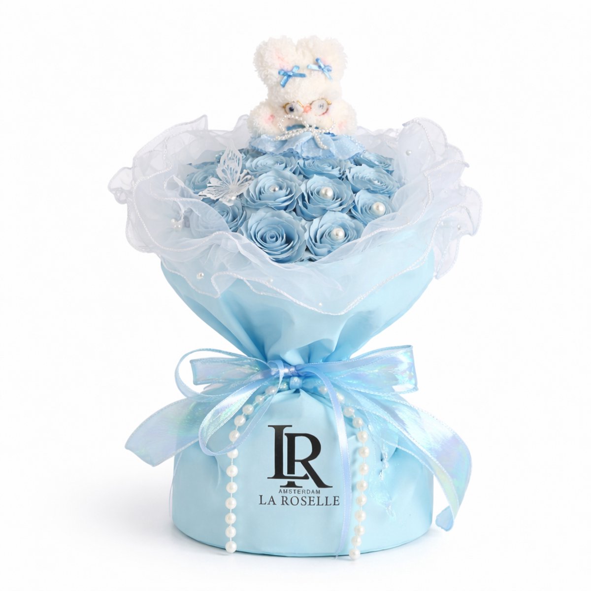 Kunst bloemen Rozen boeket Cadeau - Geurende met Teddy beer - La Roselle Amsterdam