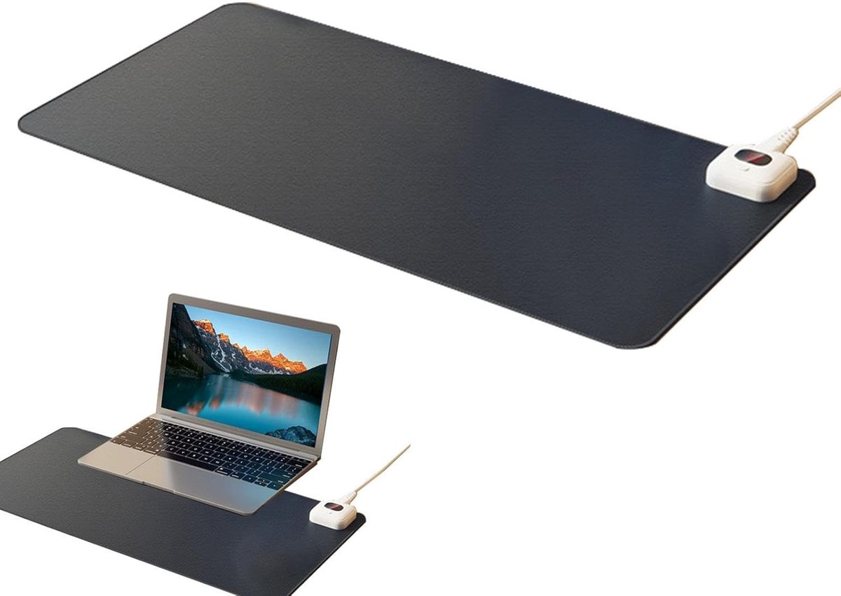 Verwarmingskussen bureau - Bureau verwarming - Warm werken - Automatische uitschakeling - 26 x 52 cm - Bruin