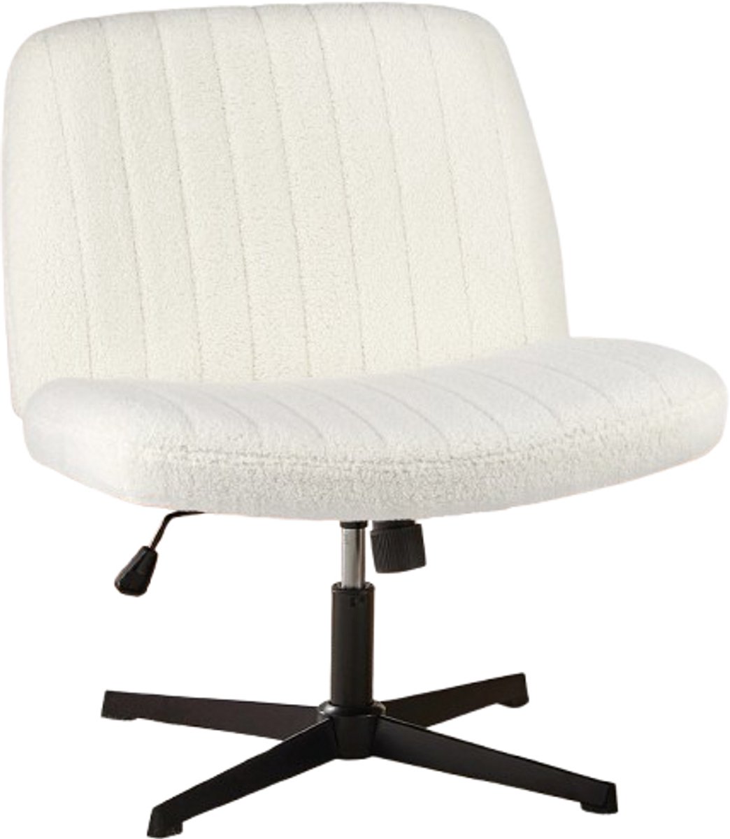 Archi Bureaustoel – Stoel - Draai fauteuil - Draaibaar & Verstelbaar – Teddy Velvet – Beige – Zwarte Metalen Poten