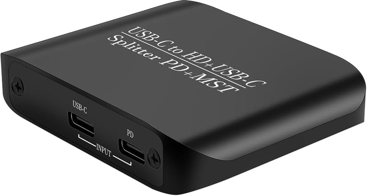 USB C Splitter - Type C Converter - Dual Monitor - 4K 60Hz HDR - 2-in-2-out - Zwart